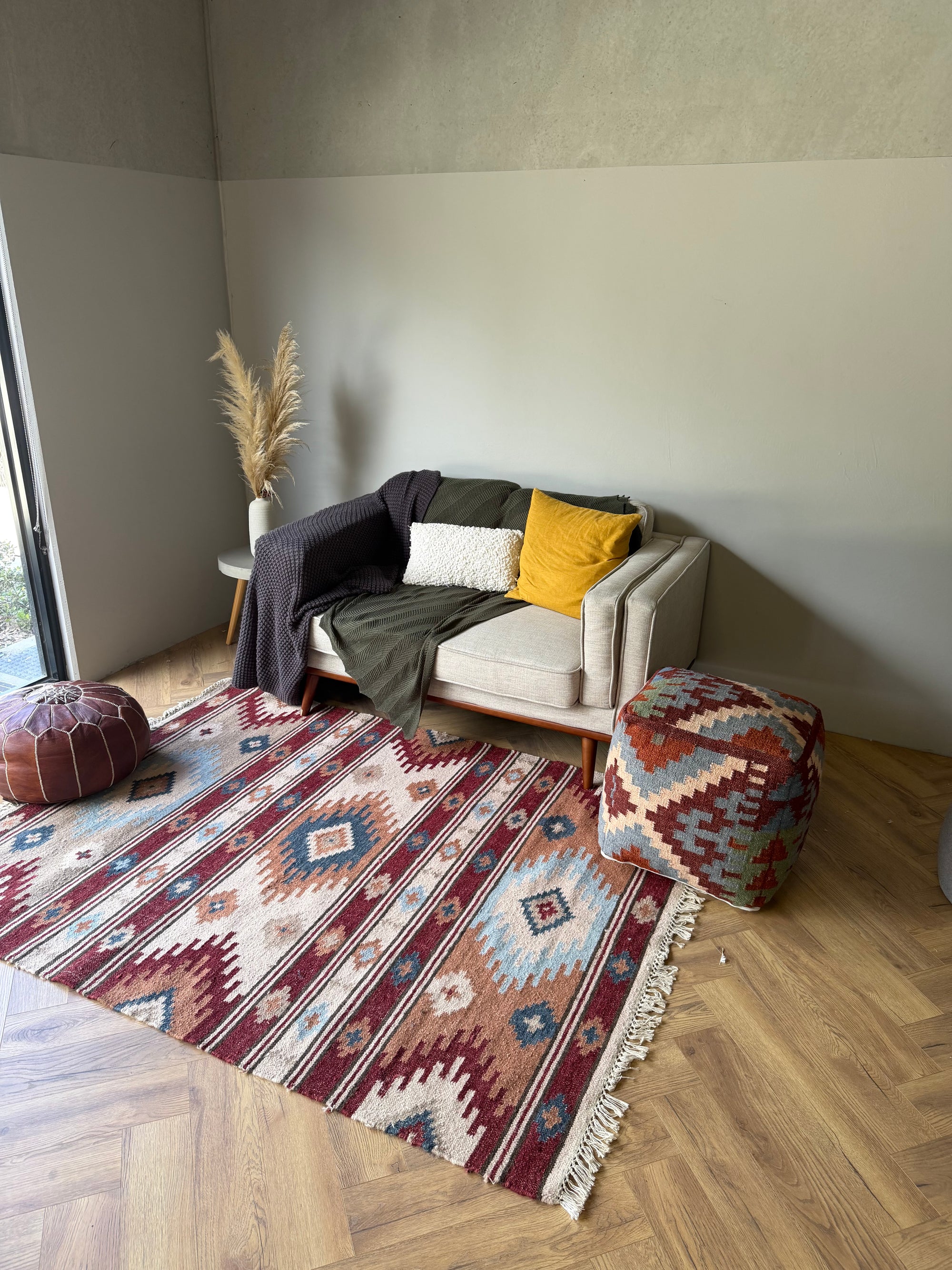 Sahara Nomad kilim Tribal Rug – Rust & Sky