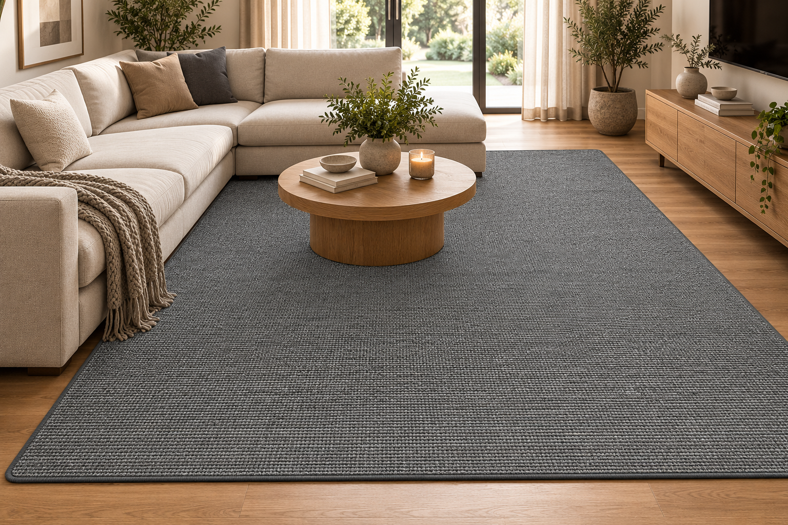Vela Charcoal Textured Modern Rug