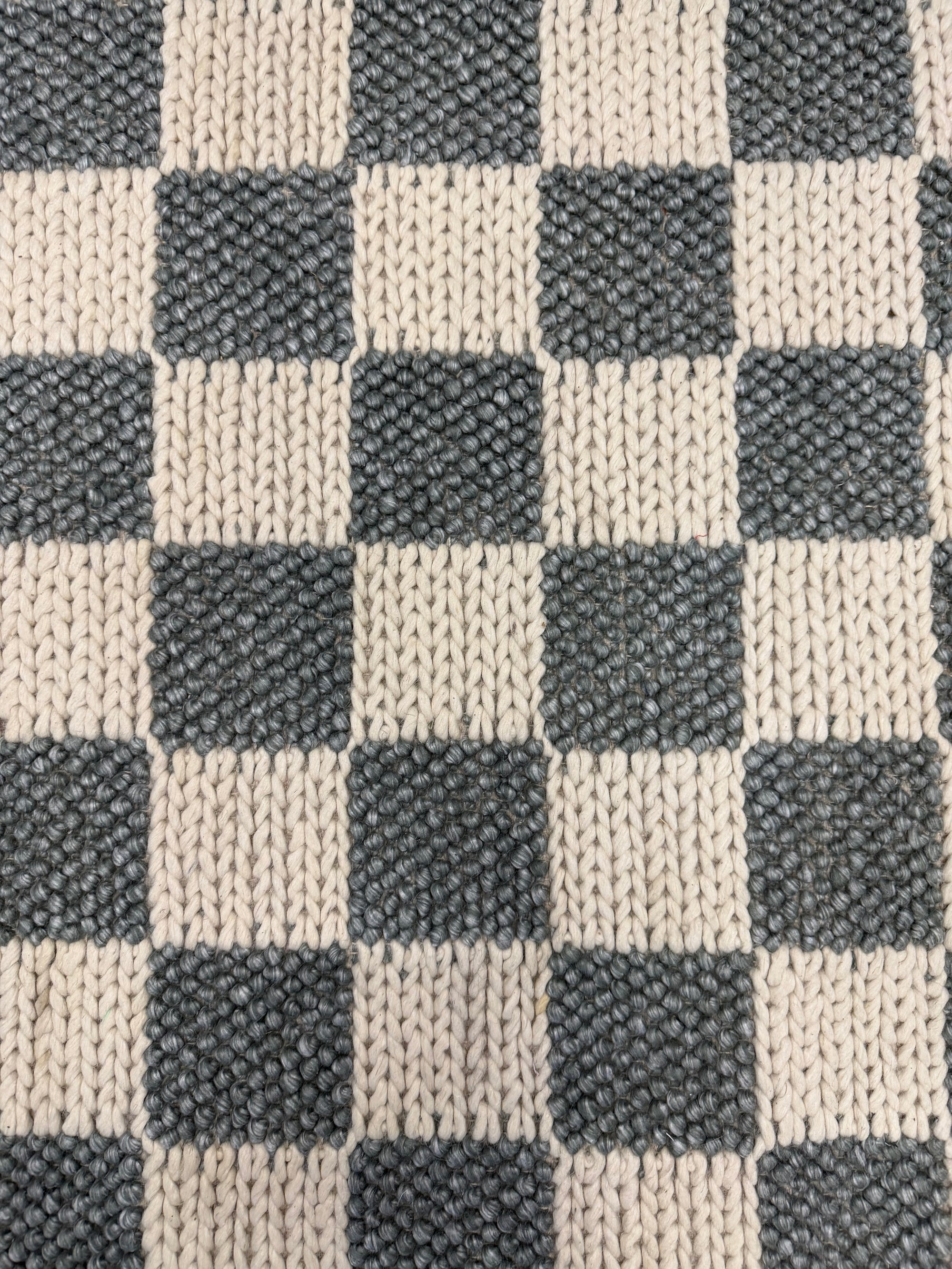 Hudson Silver & Ivory Checker Wool Blend Rug