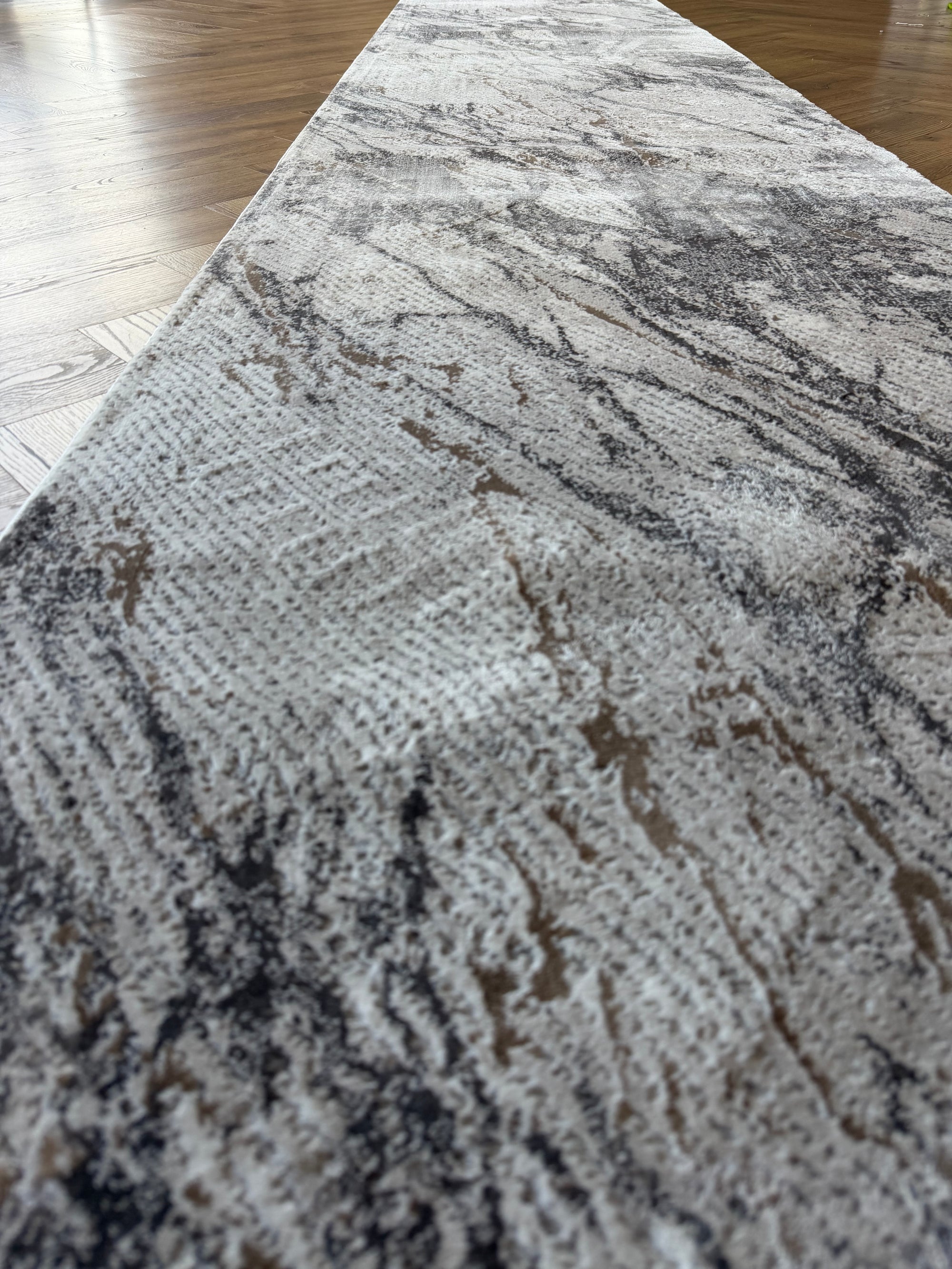 Merry Stone Grey Cream beige Runner 80cm Wide