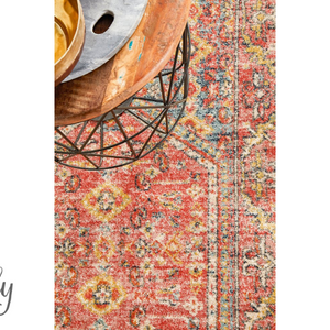 Heirloom Red Distressed Medallion Rug