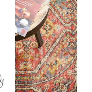 Heirloom Red Distressed Medallion Rug