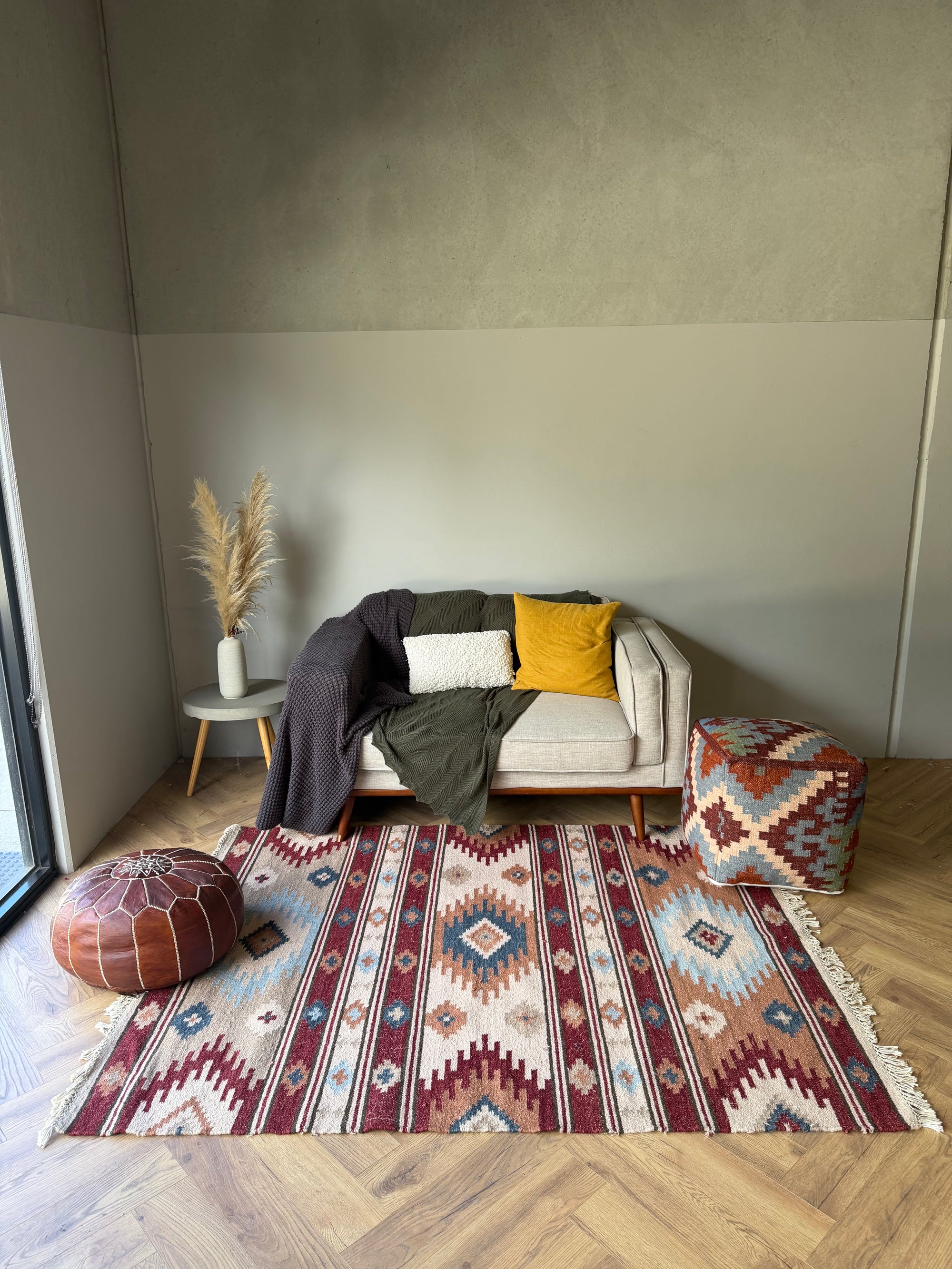 Sahara Nomad kilim Tribal Rug – Rust & Sky