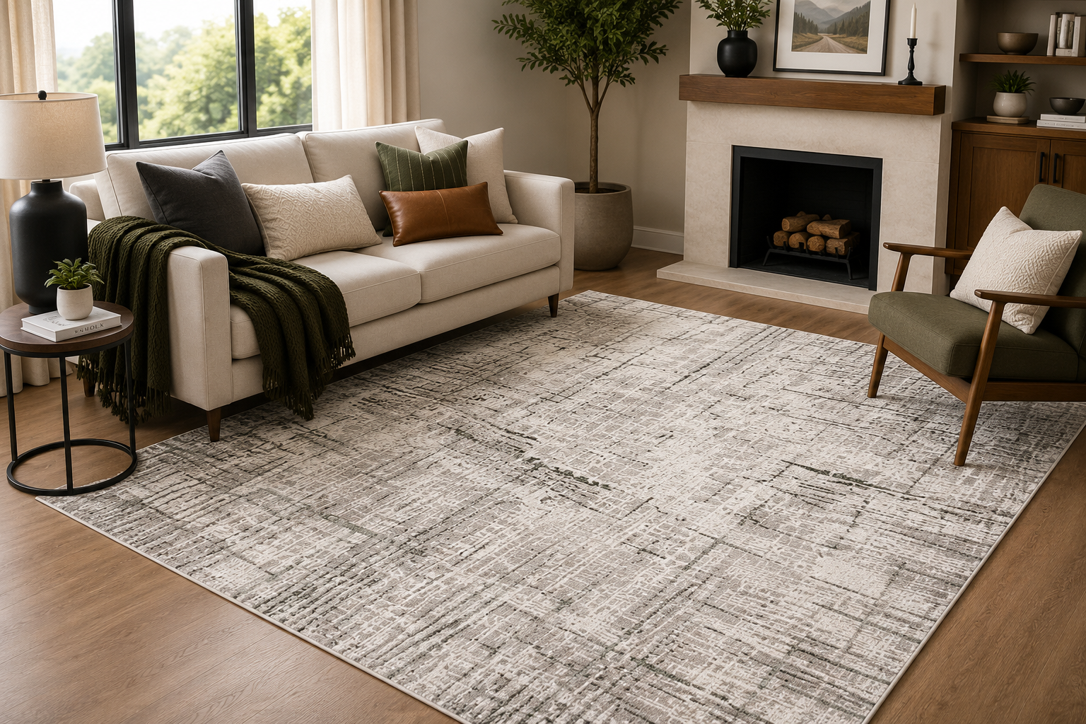 Betty Crosshatch Green Rug