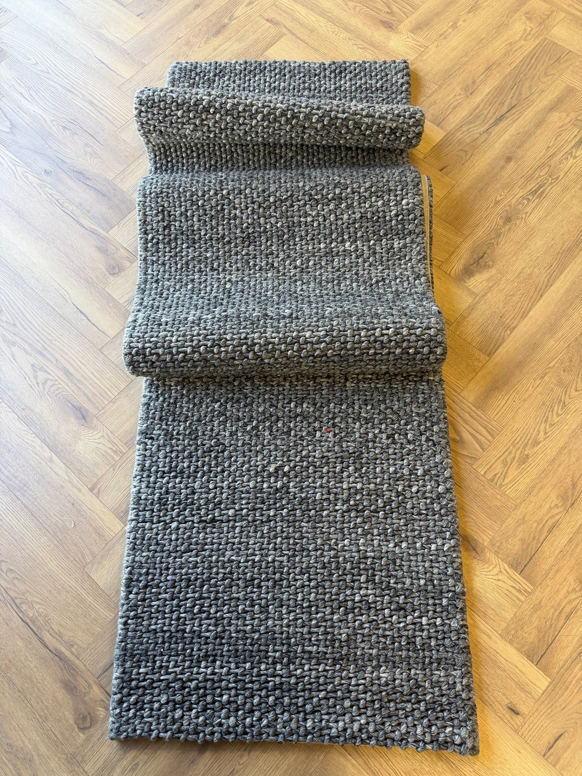 Hudson Chunky Wool Hall Runner – Charcoal 75x365