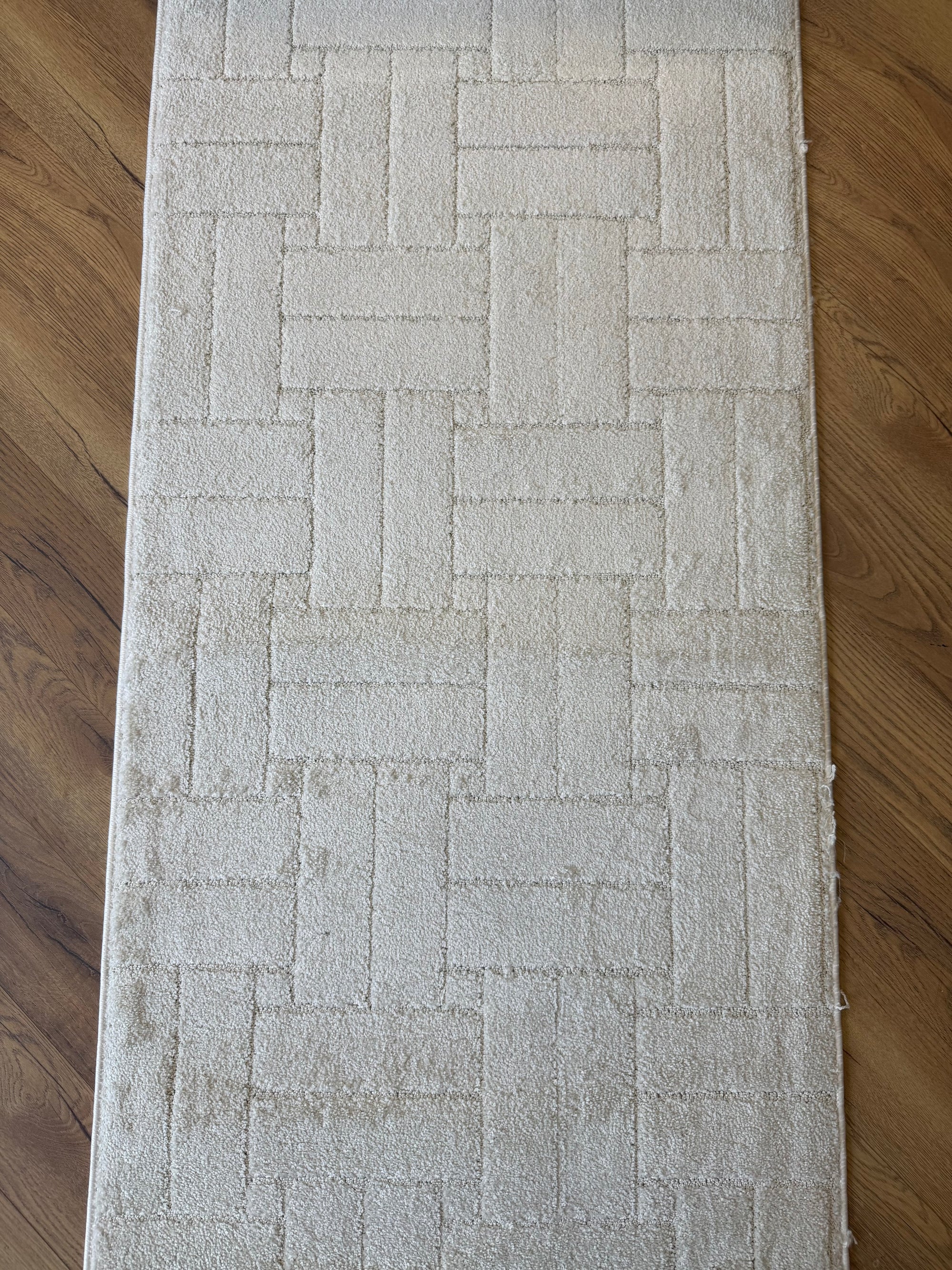 Moopy Ivory Basketweave Textured Runner