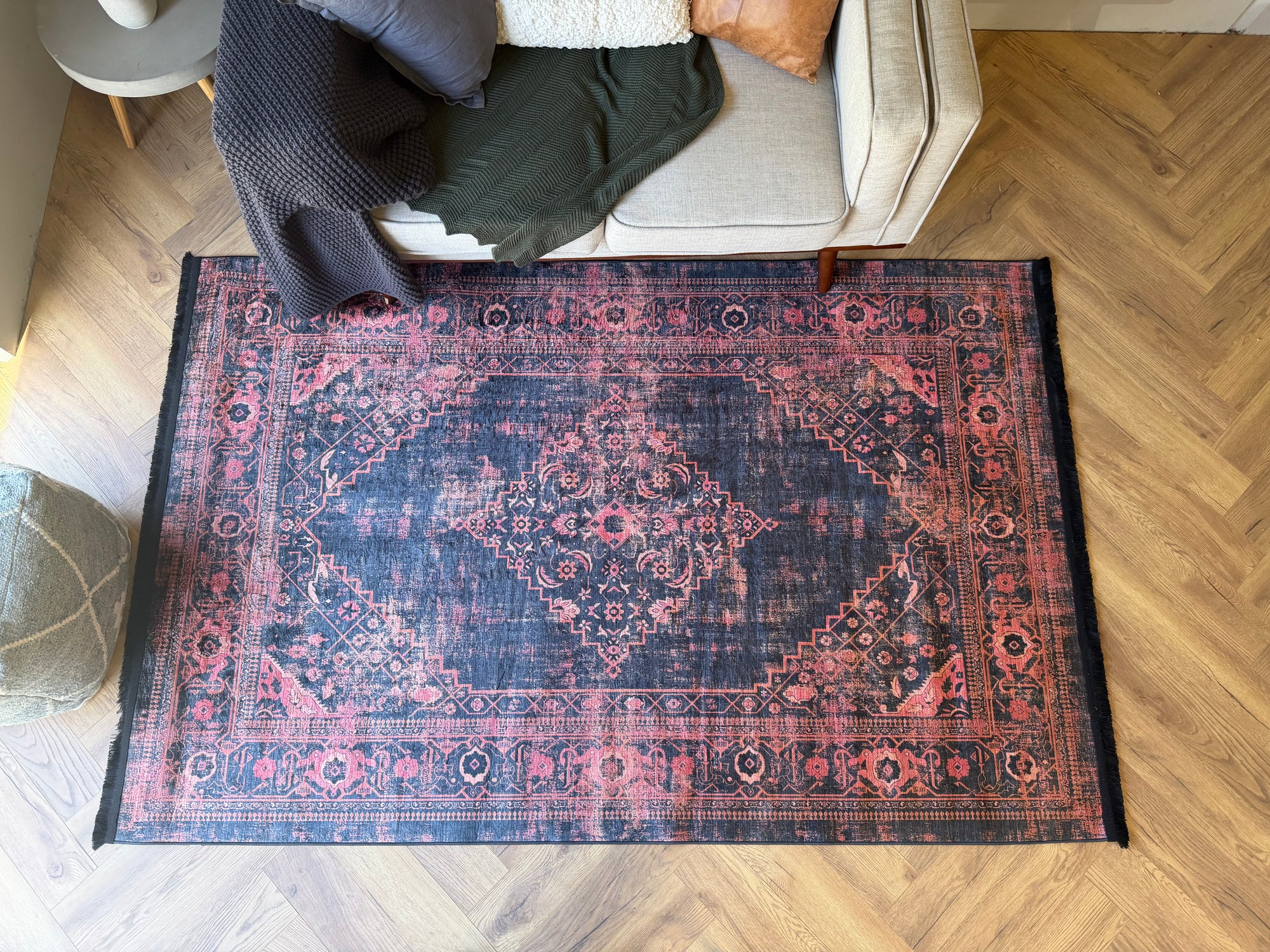 Flosker Machine Washable Vintage Crimson Rug 150x230