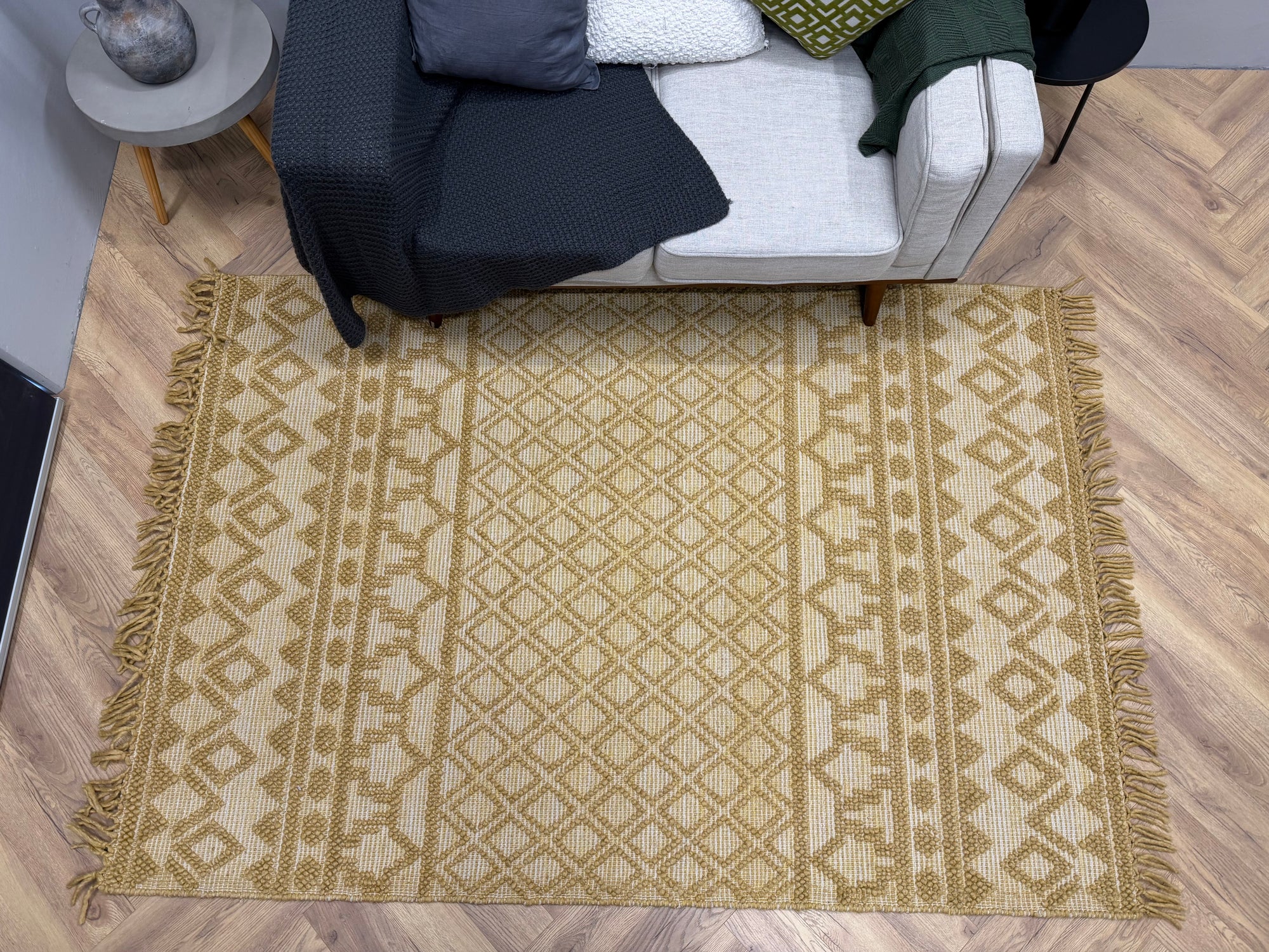 Tulum Natural Mustard Knotted Wool 160 x 230 cm Rug