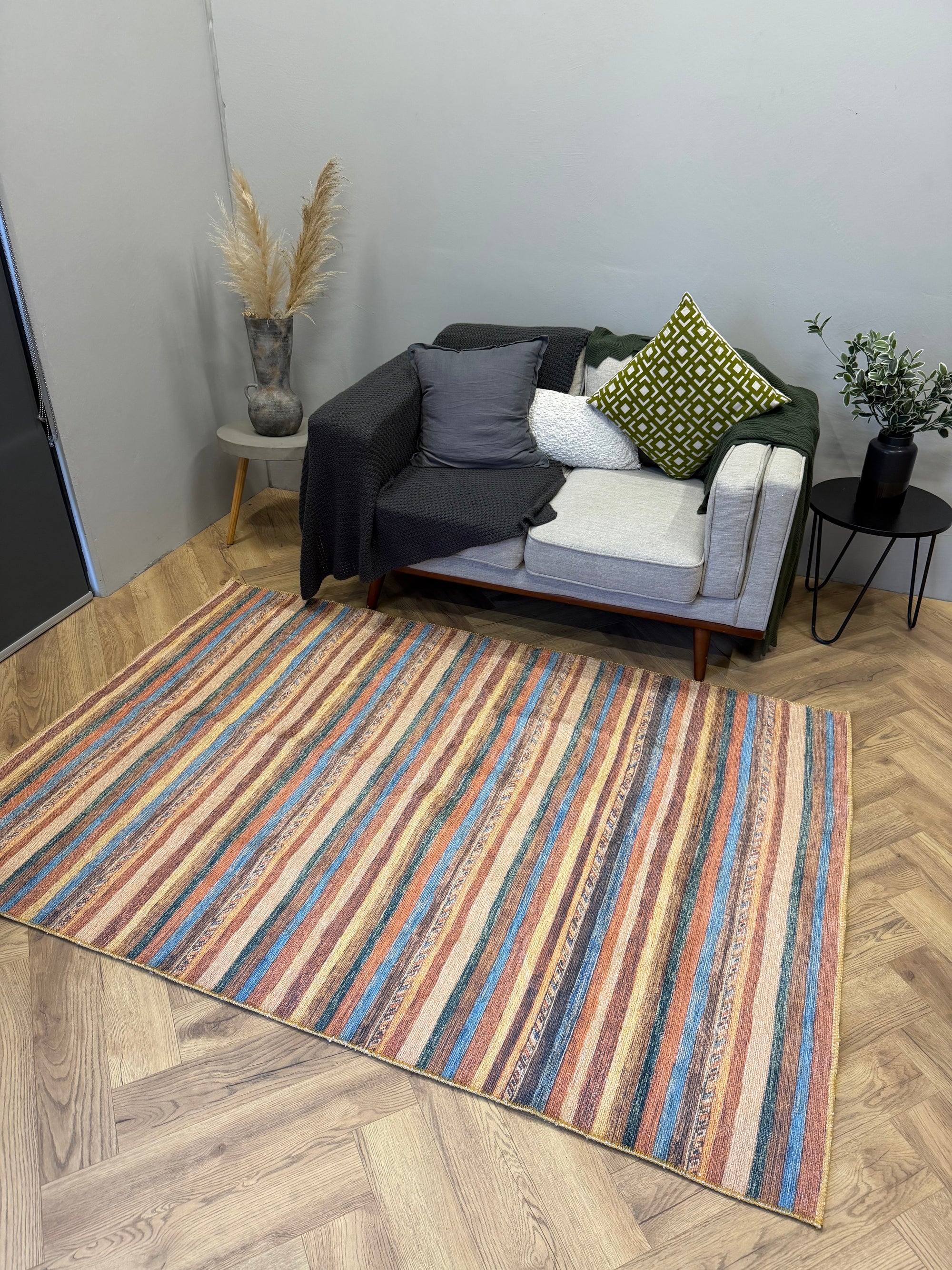 Cozy Multi Stripe Machine Washable Rug 160×230cm