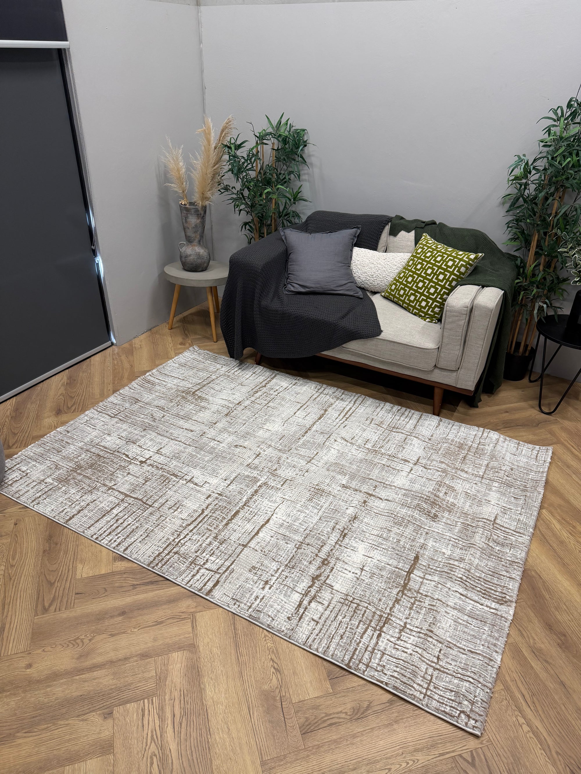 Betty Crosshatch cream Gold Rug