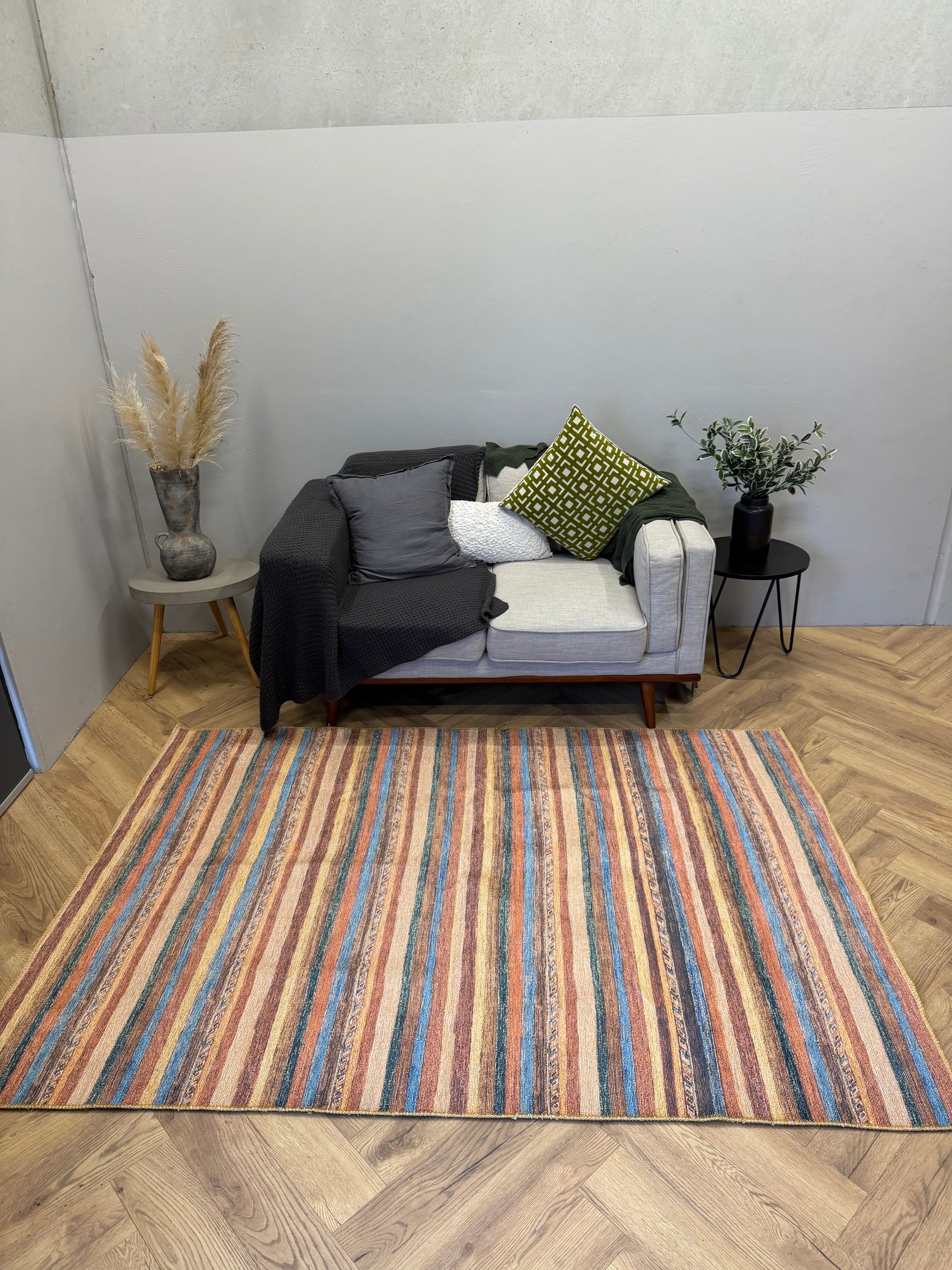 Cozy Multi Stripe Machine Washable Rug 160×230cm