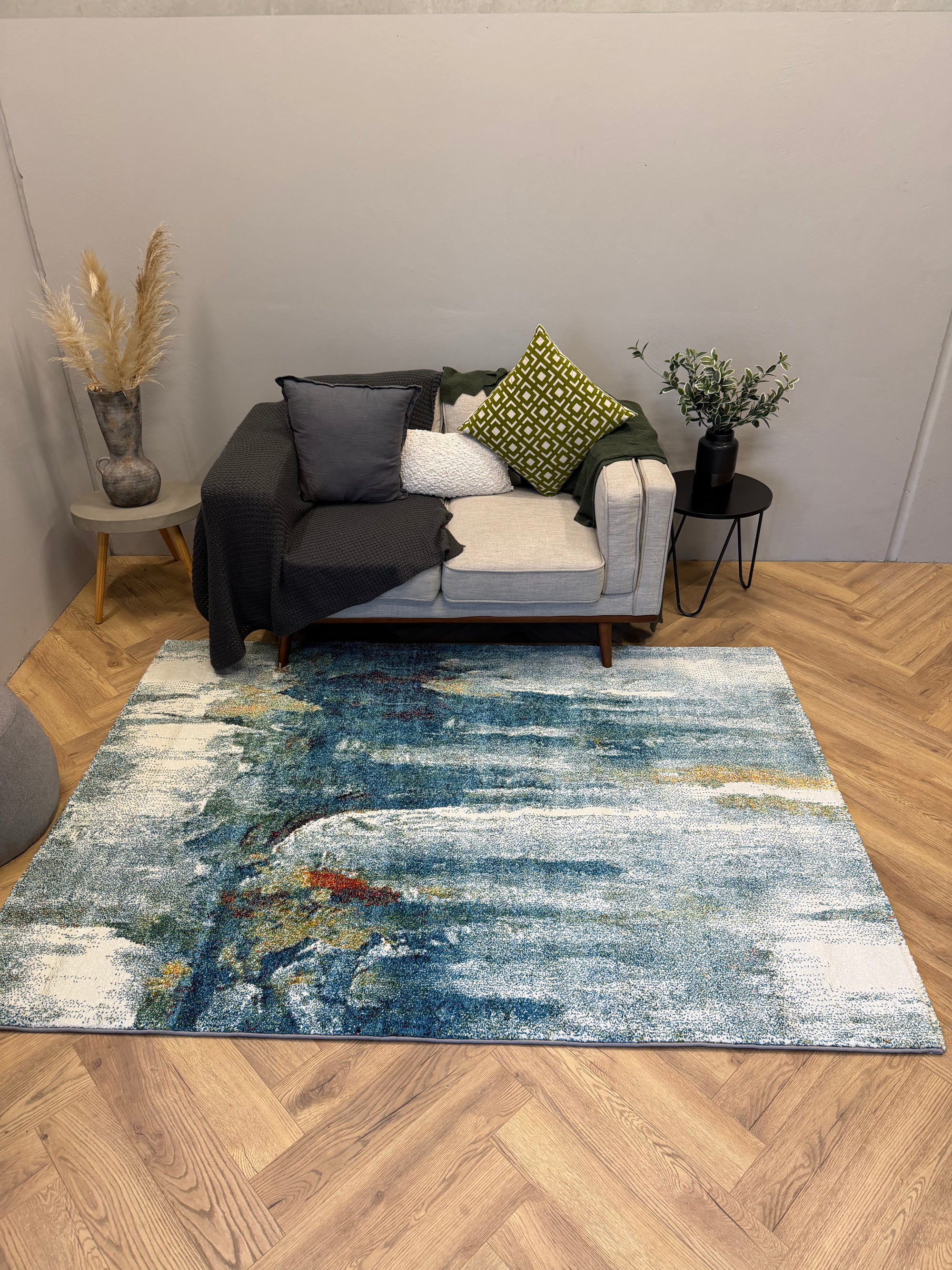 Picasso Cascade Teal colours Modern floor rug