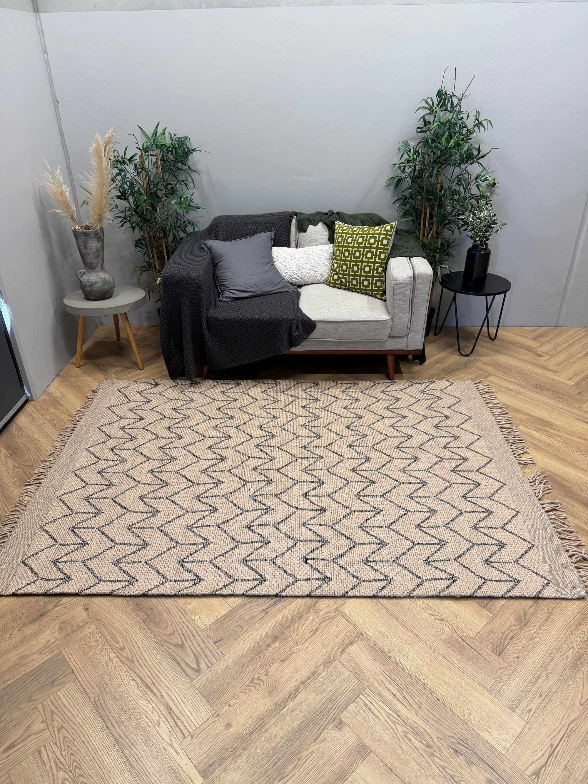 Jolarrow Chevron Nude Wool Blend Rug