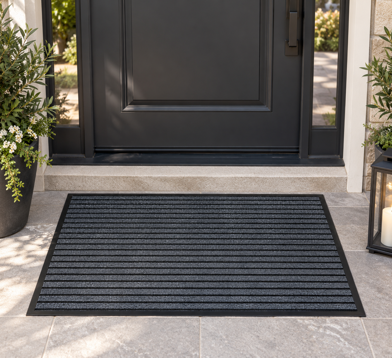Charcoal Ribbed Door Mat 80x120cm