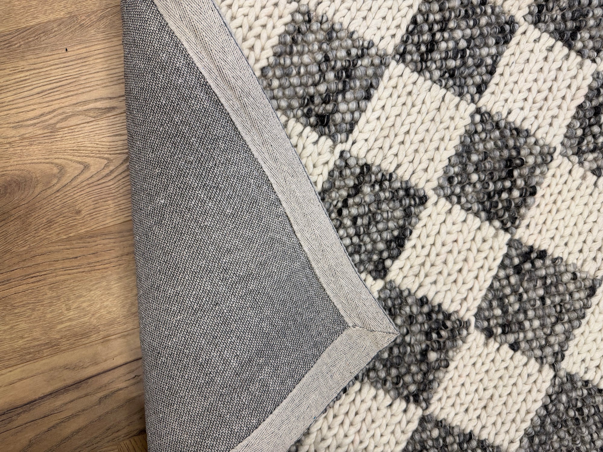 Hudson Silver & White Checker Wool Blend Rug