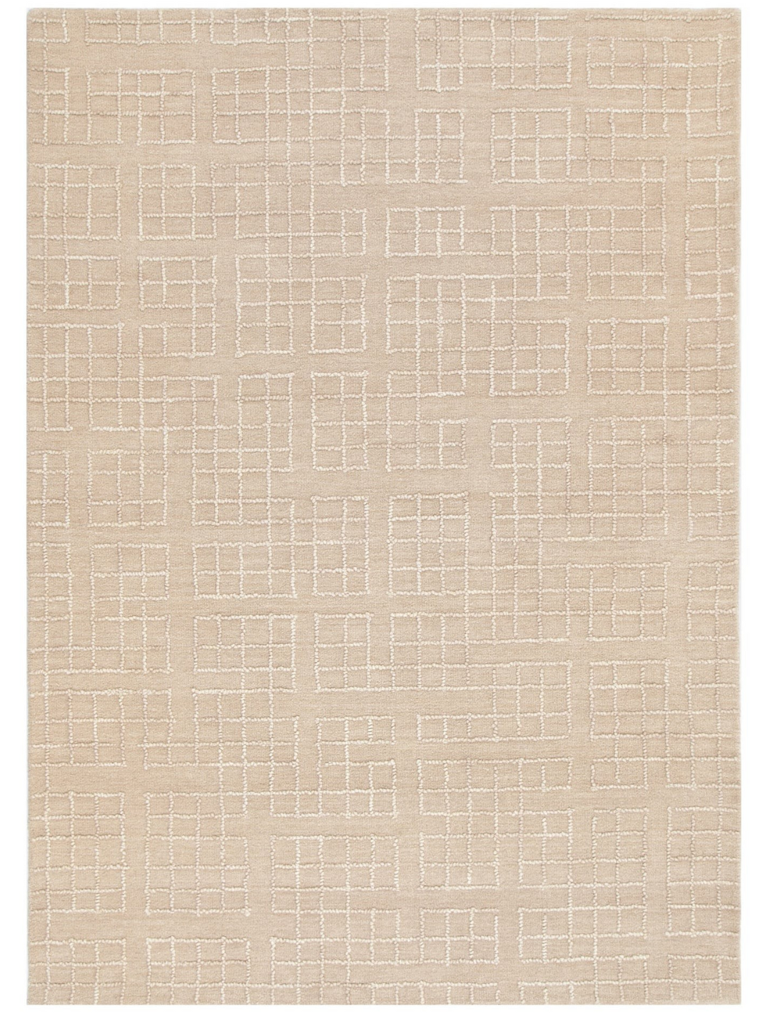 Abbie Beige Checkered Woven Wool Rug
