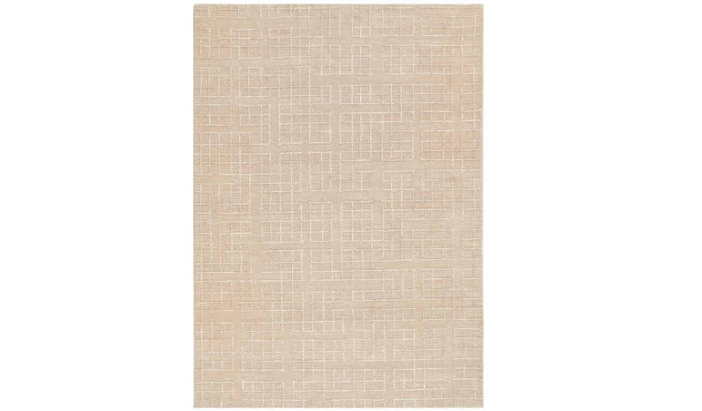 Abbie Beige Checkered Woven Wool Rug
