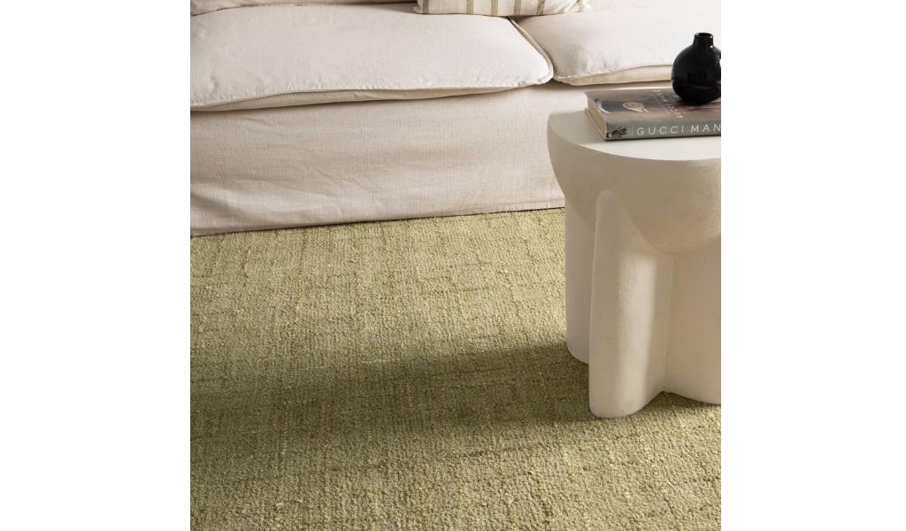 Abbie Green Checkered Woven Wool Rug