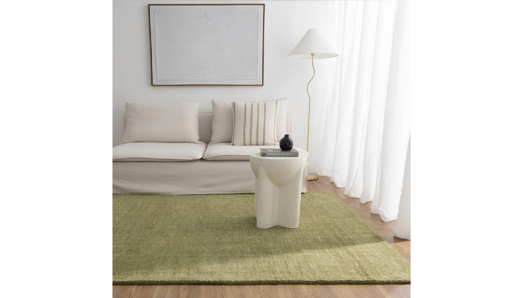 Abbie Green Checkered Woven Wool Rug