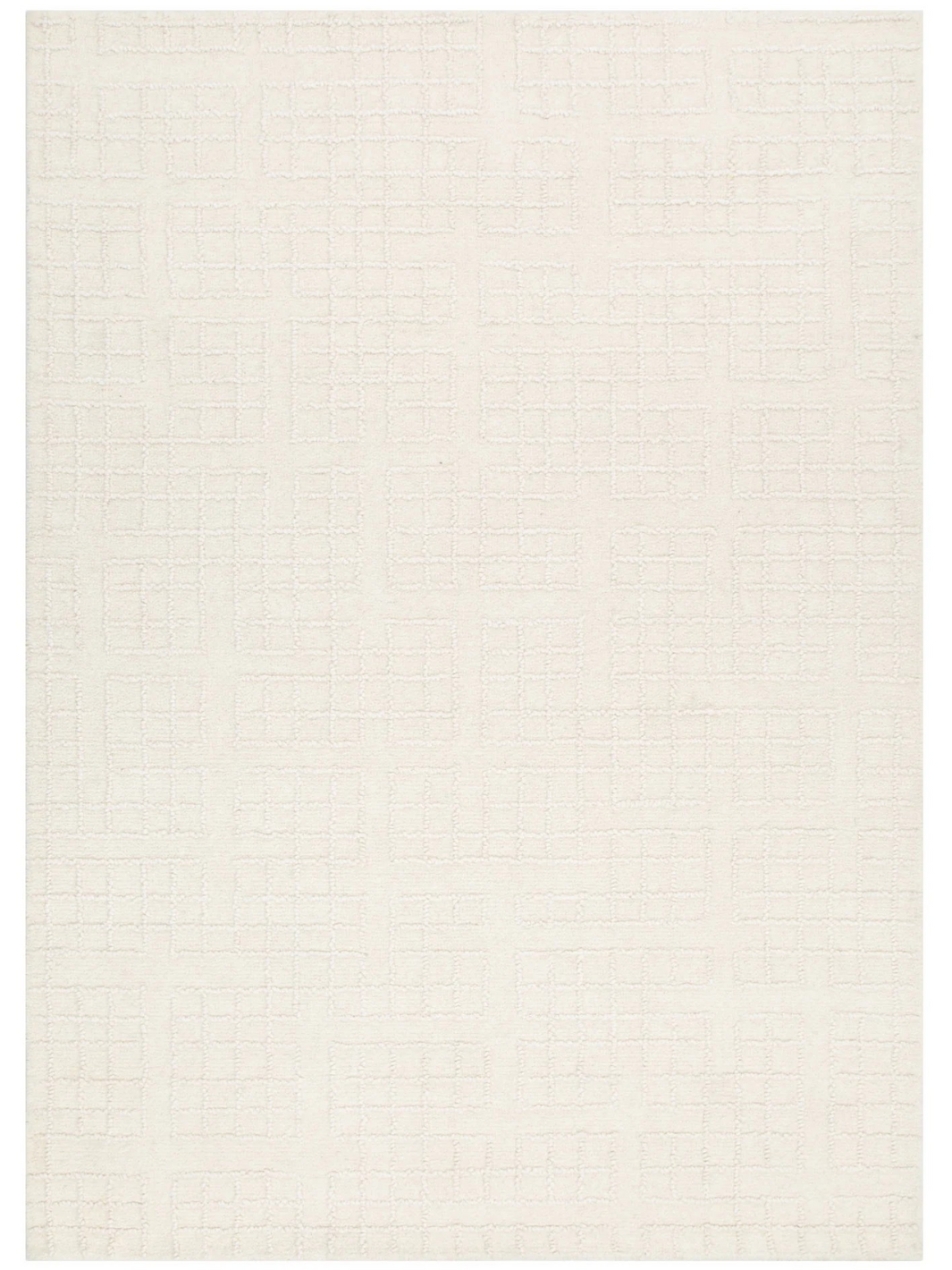Abbie Ivory Checkered Woven Wool Rug