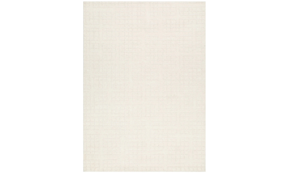 Abbie Ivory Checkered Woven Wool Rug