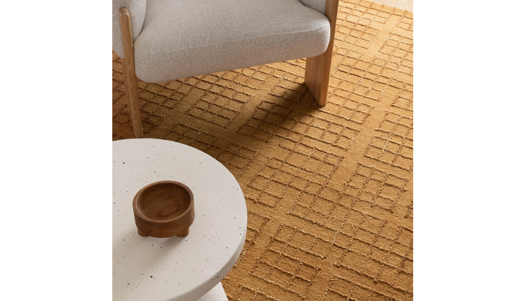 Abbie Warm Brown Checkered Woven Wool Rug