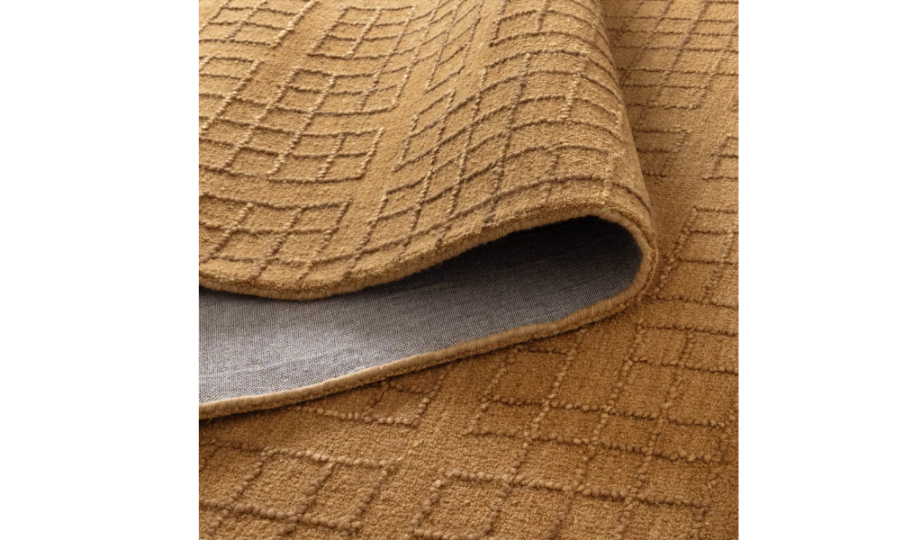 Abbie Warm Brown Checkered Woven Wool Rug