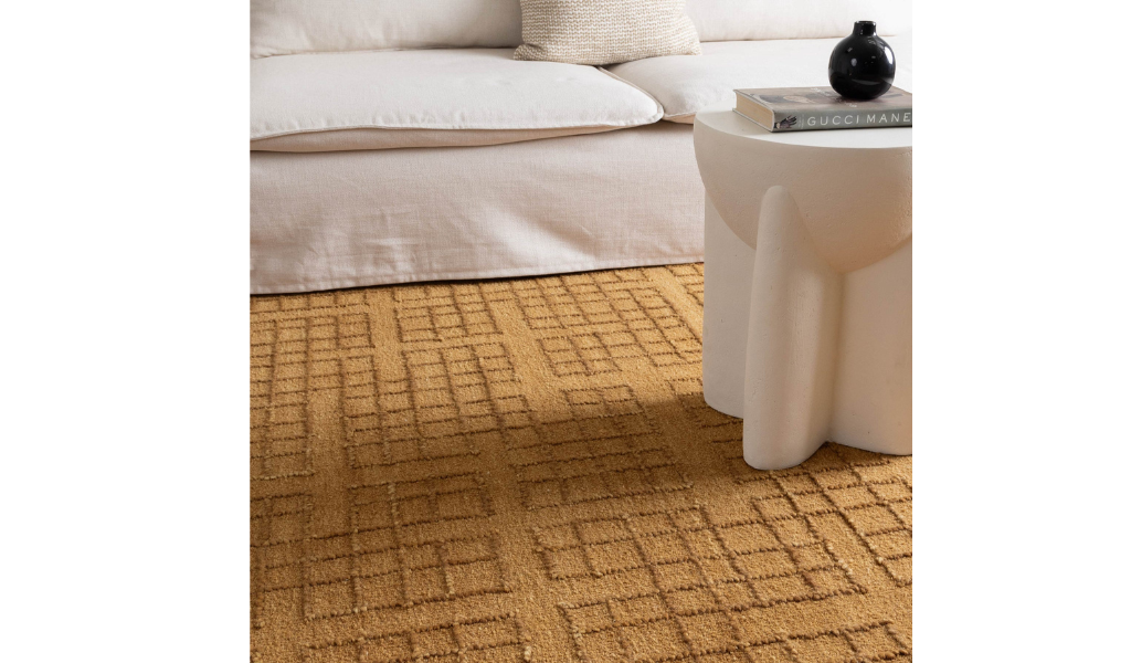 Abbie Warm Brown Checkered Woven Wool Rug