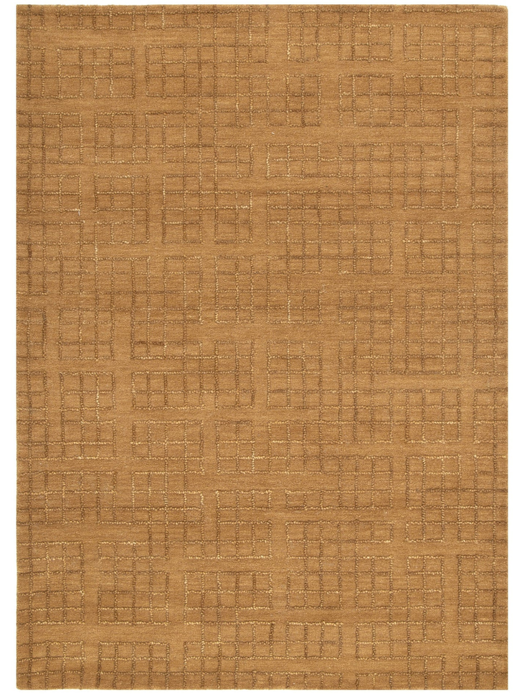 Abbie Warm Brown Checkered Woven Wool Rug