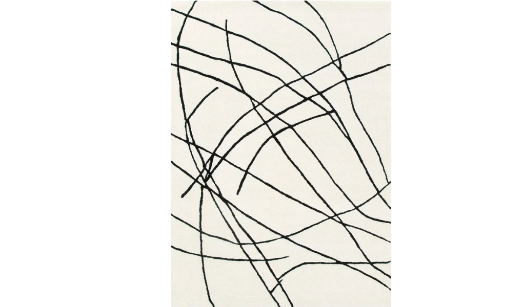 Isla Ivory Charcoal Line Art Wool Rug