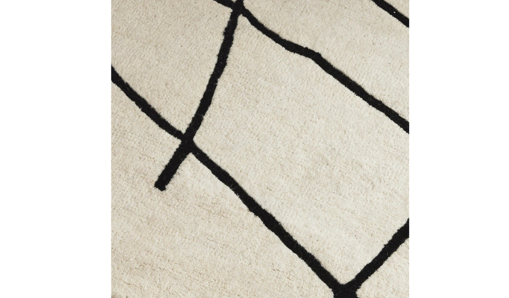 Isla Ivory Charcoal Line Art Wool Rug