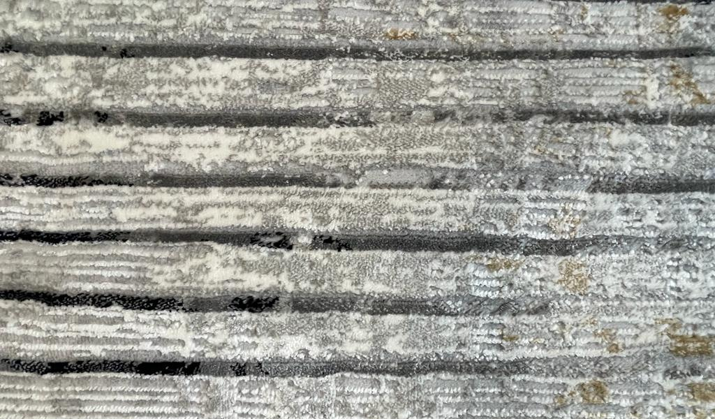 Ali Light Grey and Black Abstract Lines Rug