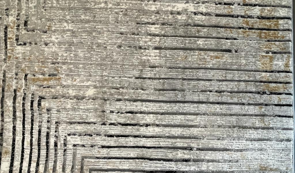 Ali Light Grey and Black Abstract Lines Rug