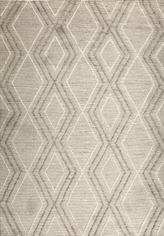 Anika Silver Grey Diamond Trellis Wool Rug