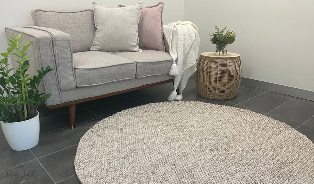 Avani Beige Loop Round Rug