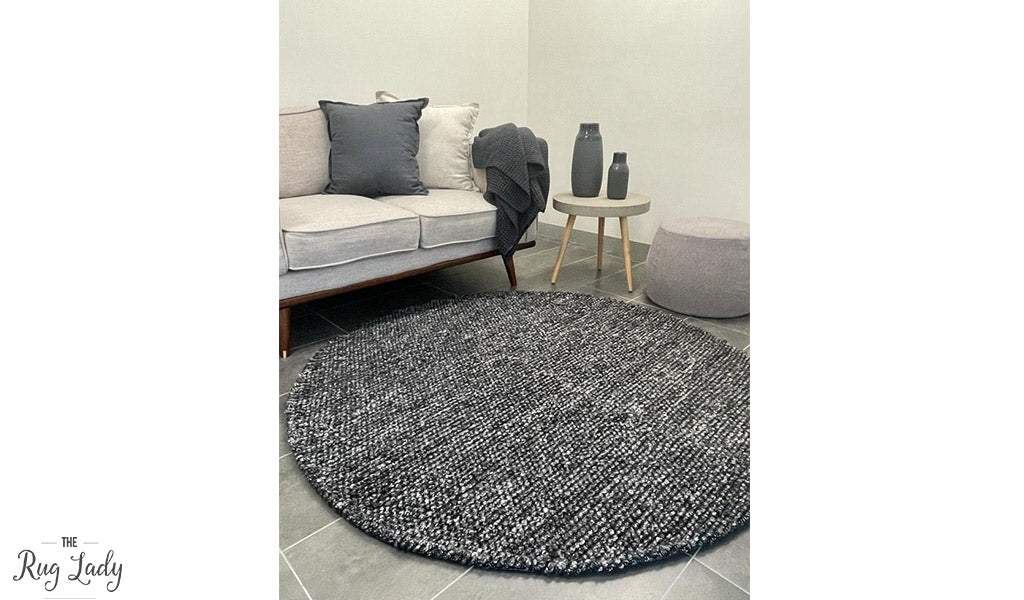 Avani Charcoal Loop Round Rug