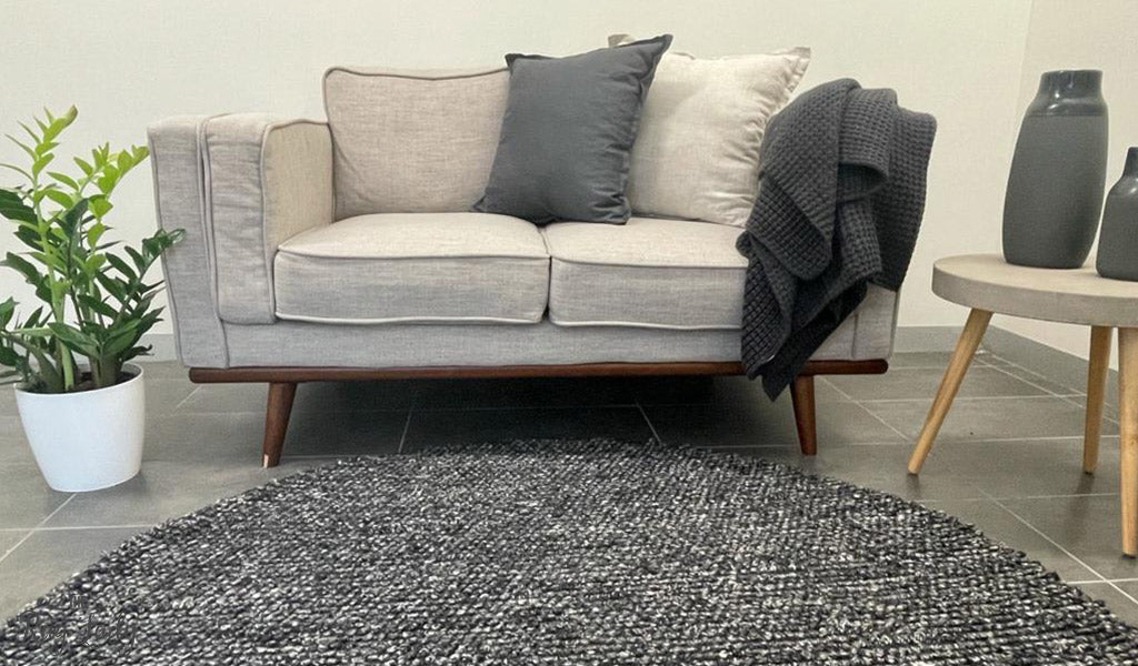 Avani Charcoal Loop Round Rug