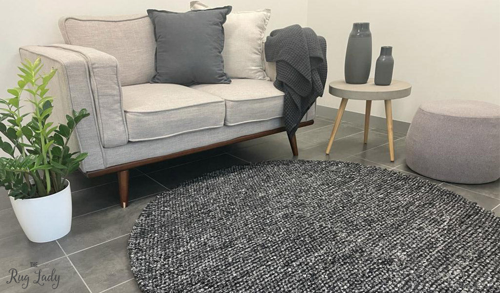 Avani Charcoal Loop Round Rug
