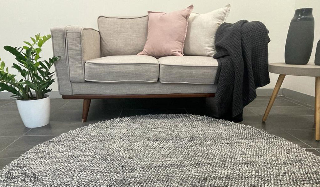 Avani Dark Grey Stone Loop Round Rug