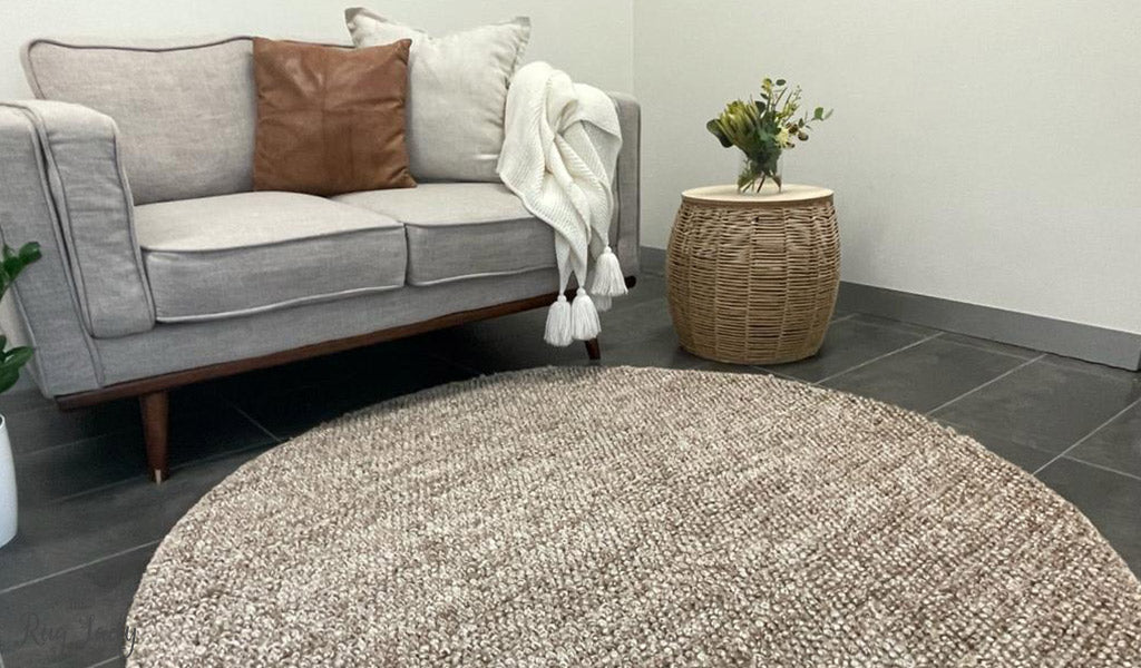 Avani Taupe Beige Loop Round Rug