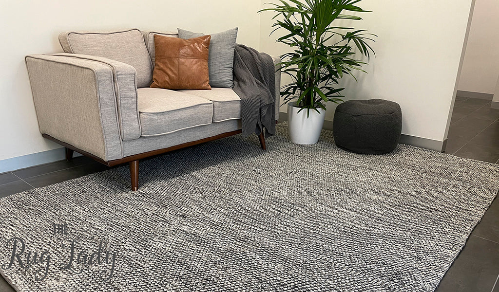 Avani Dark Grey Stone Loop Rug