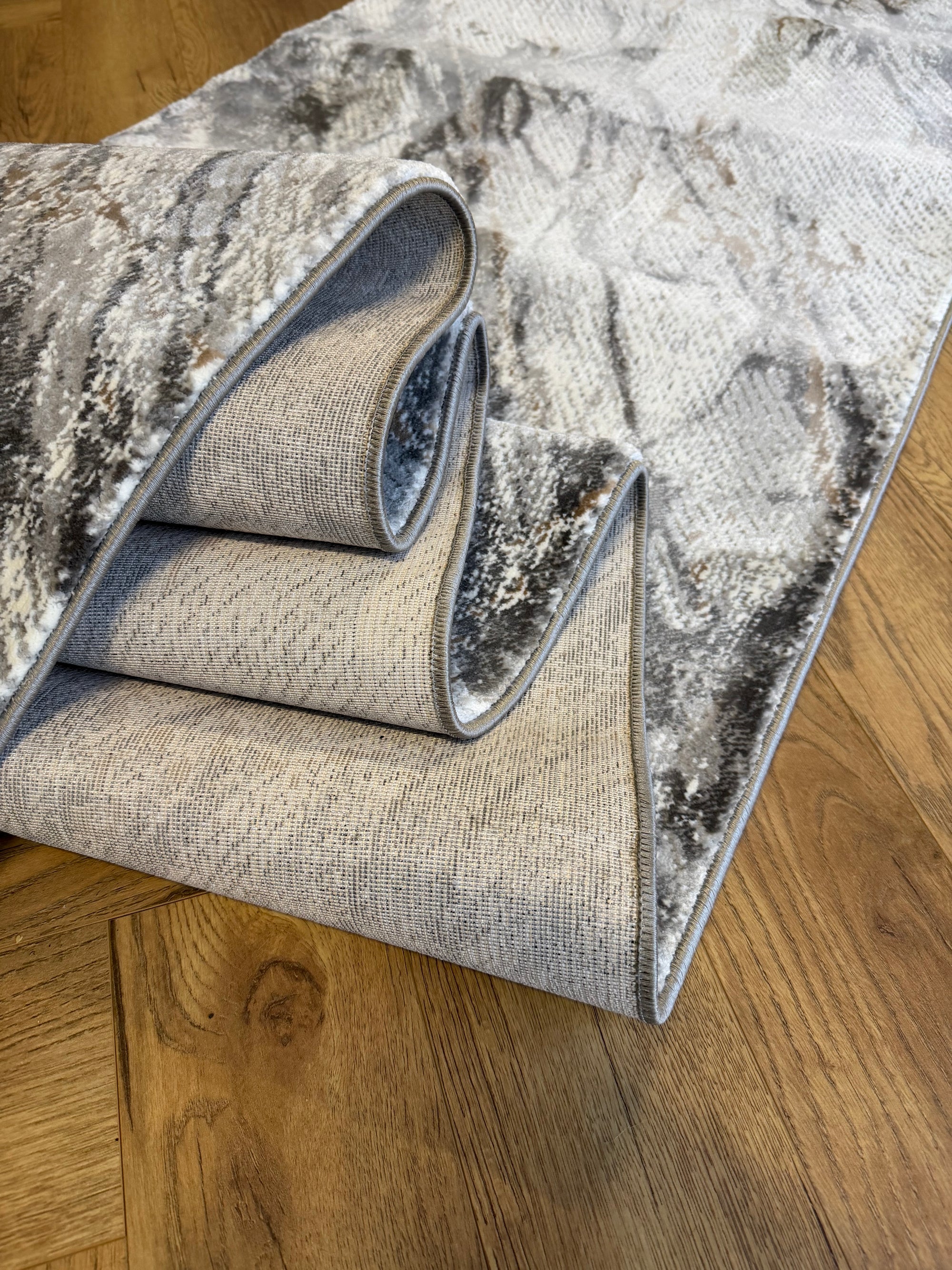 Merry Marble Grey Cream Runner 80cm Wide