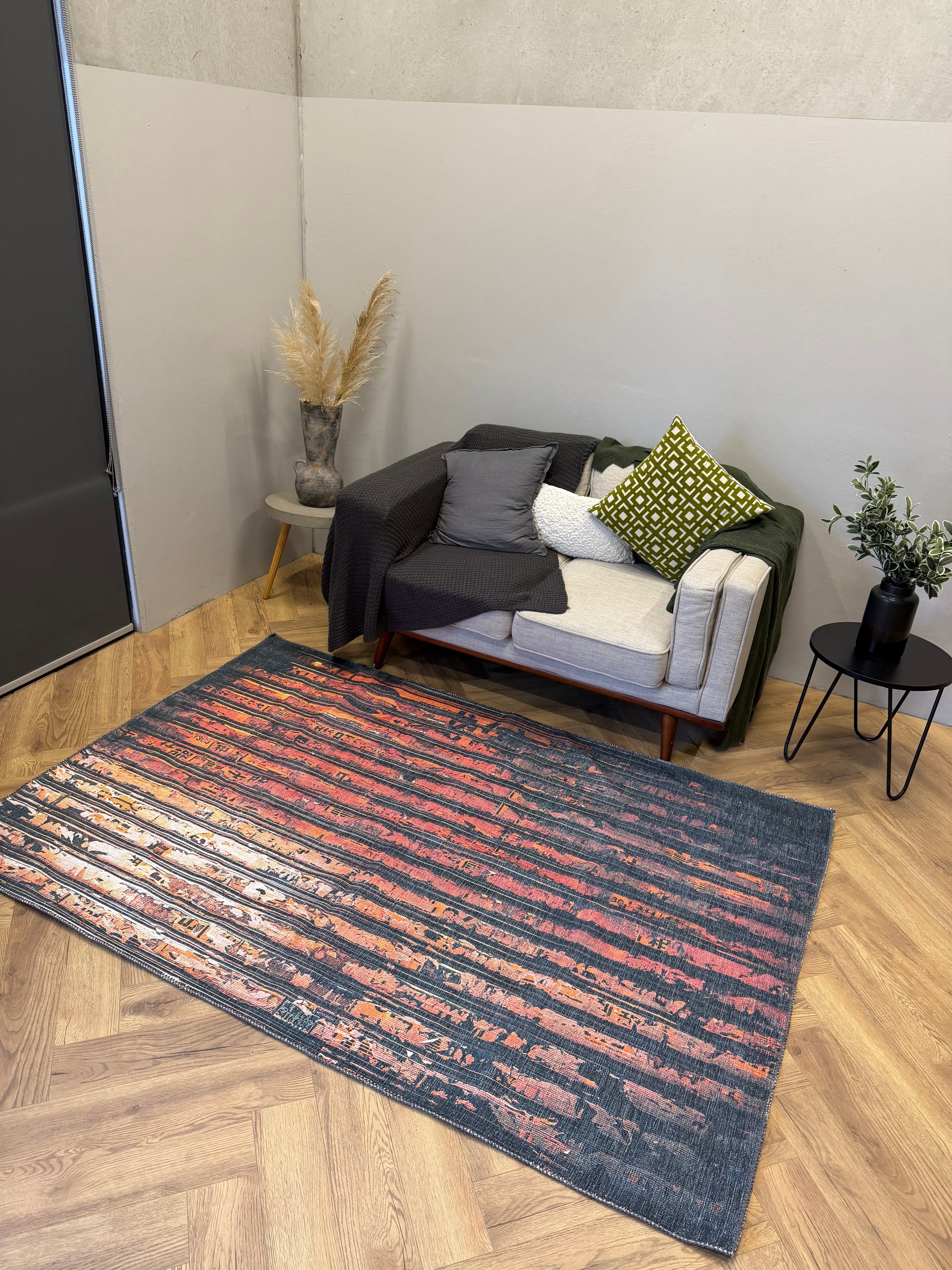 Cozy Machine Washable Abstract Sunset Rug 160×230cm