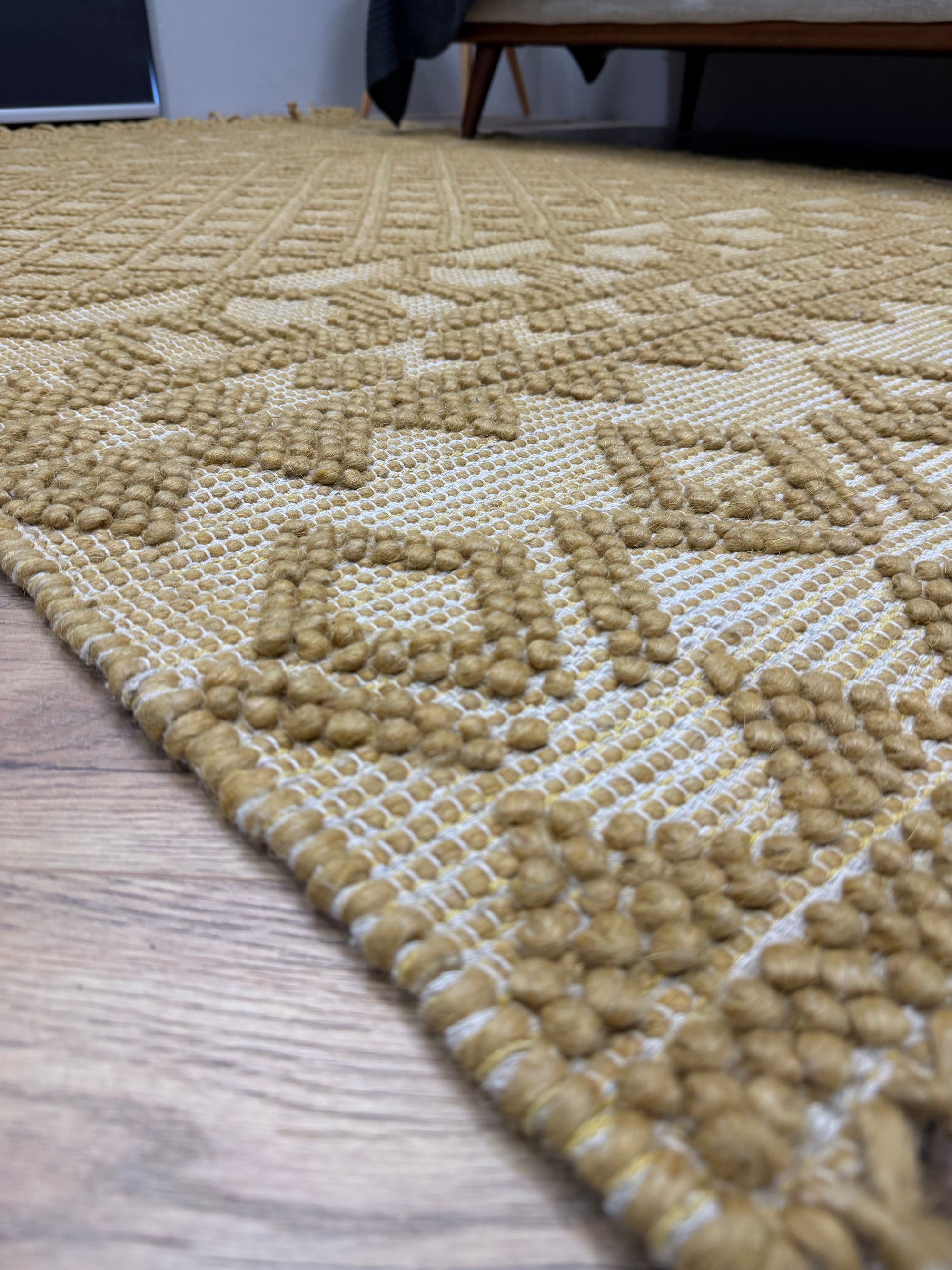 Tulum Natural Mustard Knotted Wool 160 x 230 cm Rug
