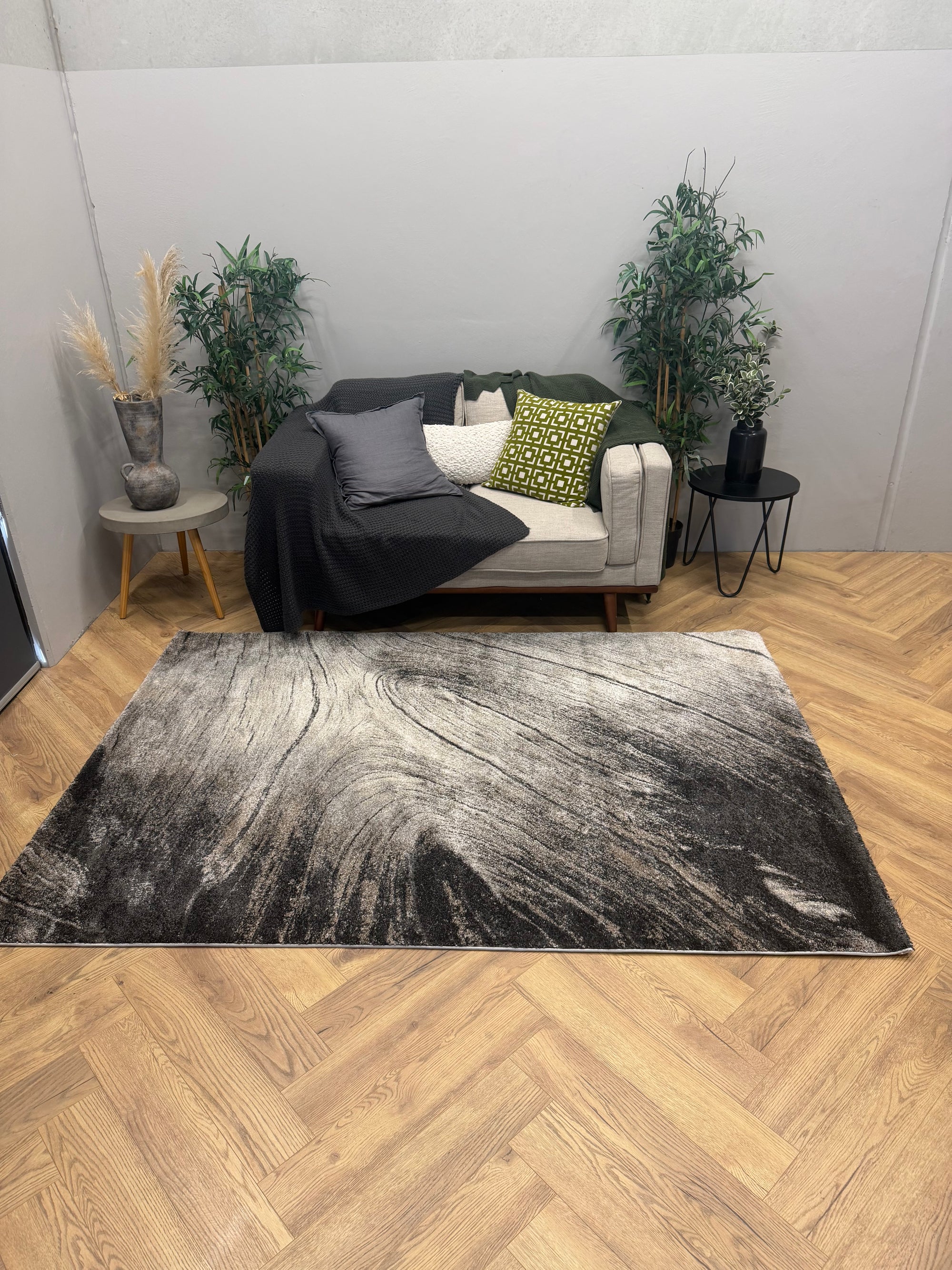 Crete swirls Driftwood charcoal Beige Rug