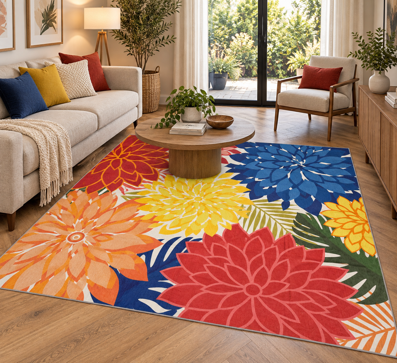 Vela Fiesta Floral Machine Washable Rug