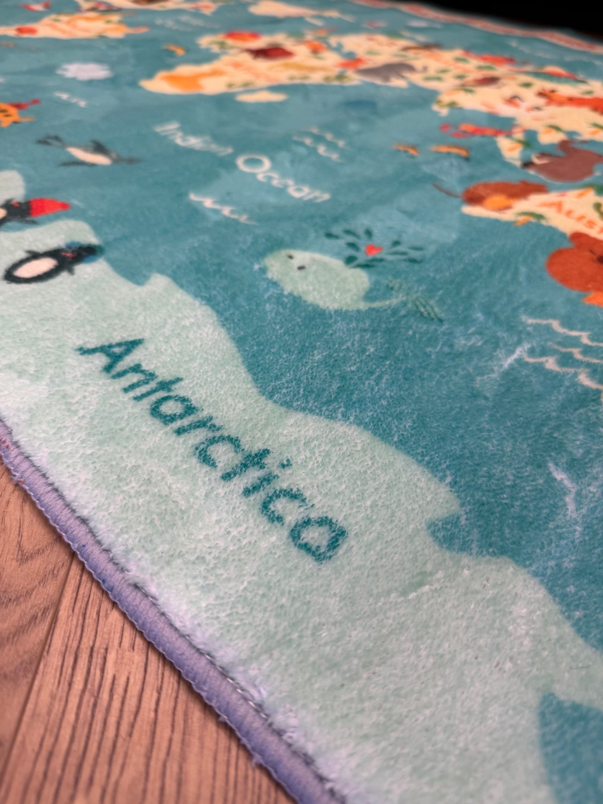 Kids Animal World Map Educational Rug 100x150cm