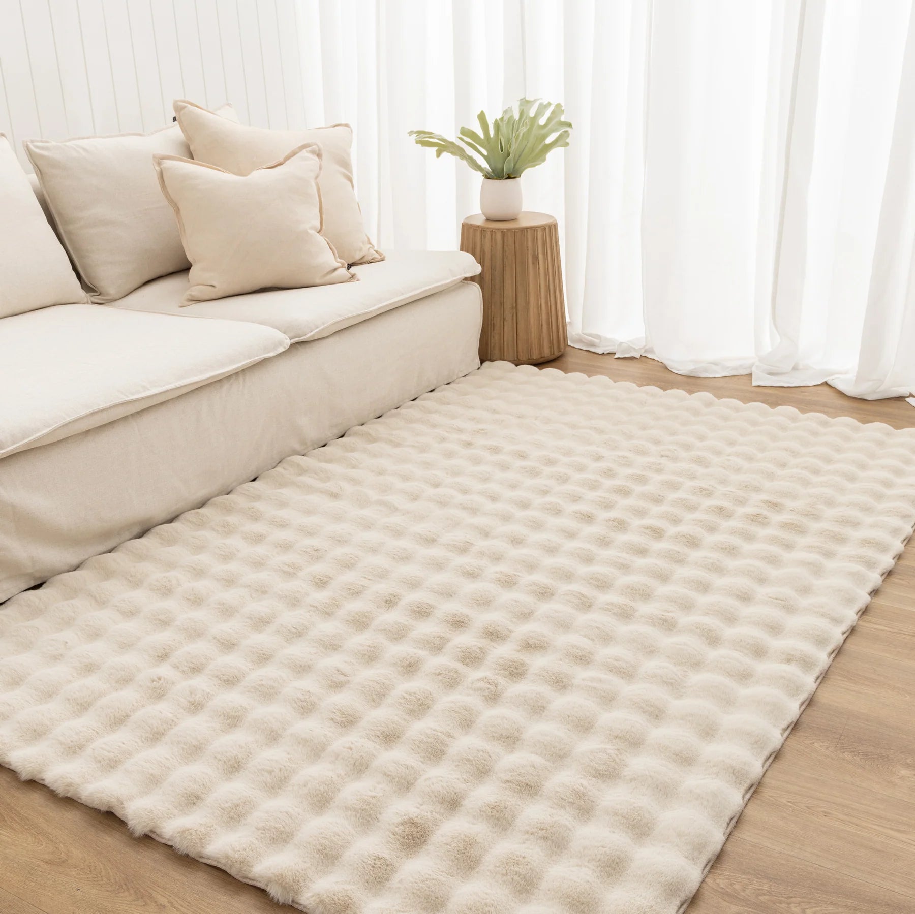 Purity Washable Bubble shaggy Rug Beige rug