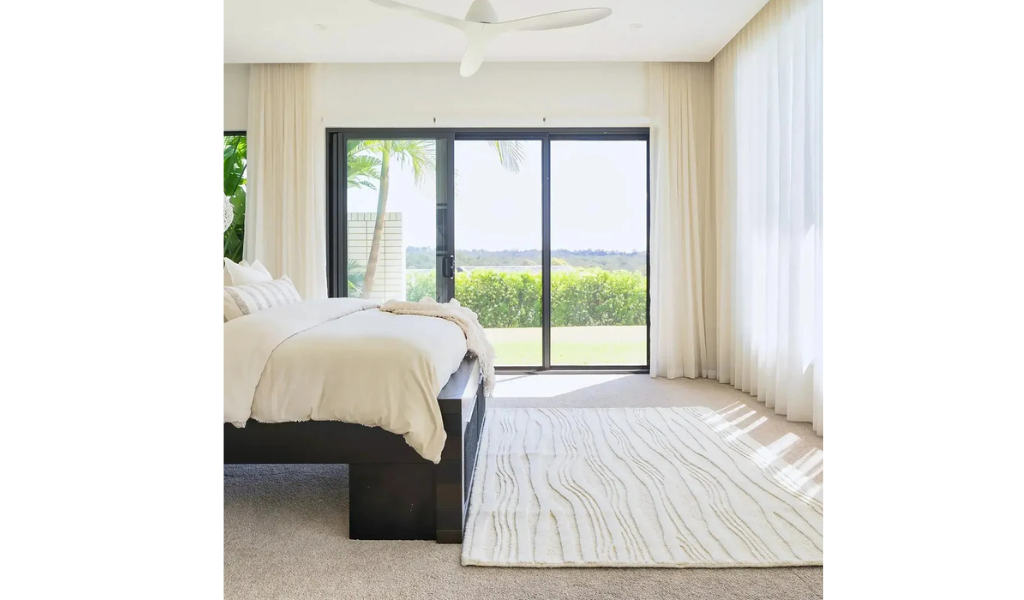 Isla Ivory Beige Wave Lines Wool Rug