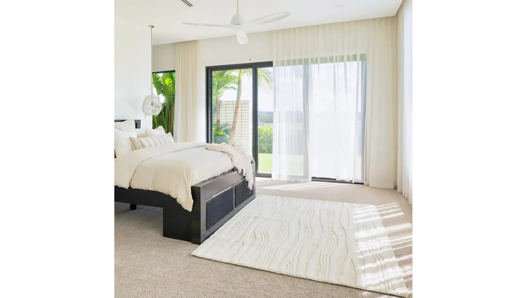 Isla Ivory Beige Wave Lines Wool Rug